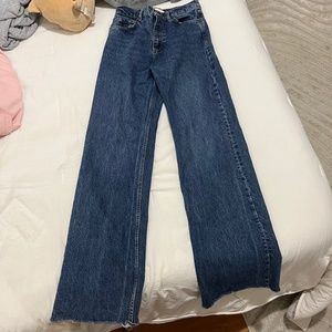 ZARA Blue High Rise Wide Leg Jeans